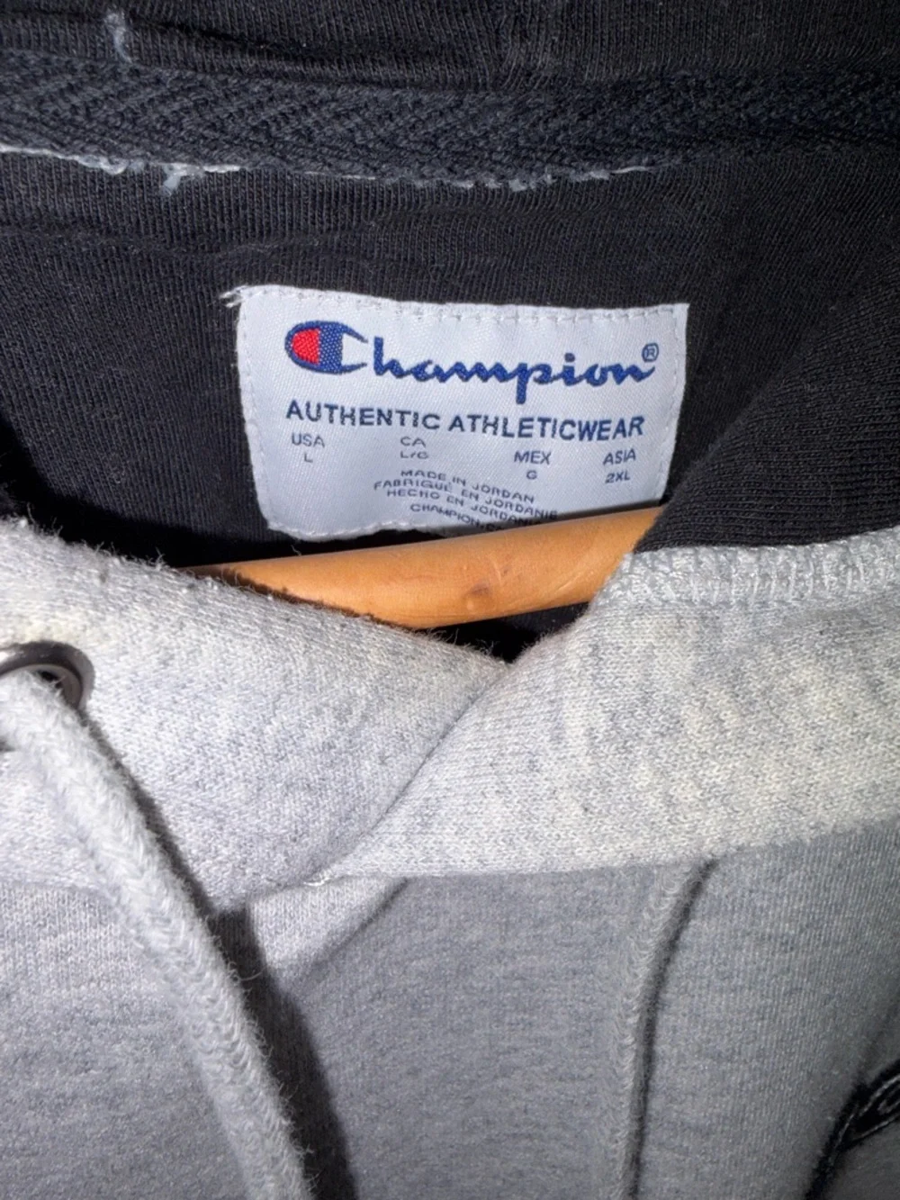 Champion Light Heather Gray Pullover Hoodie with Script Logo - Picture 2 of 3